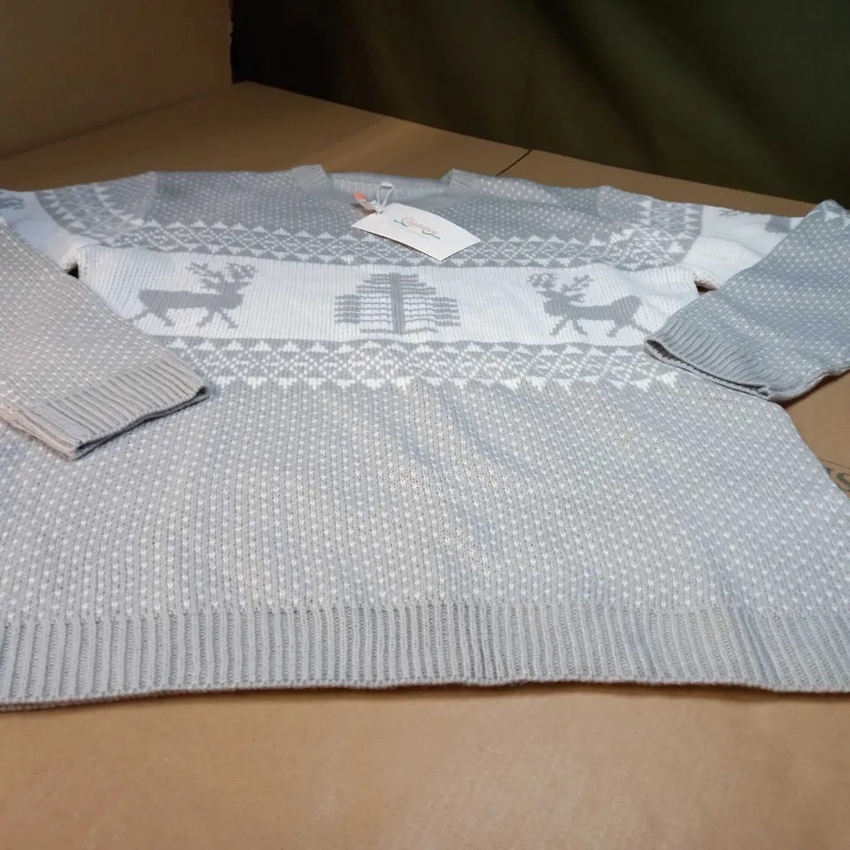 DESIGNER GREY/WHITE CHRISTMAS INSPIRED KNITTED JUMPER - XL