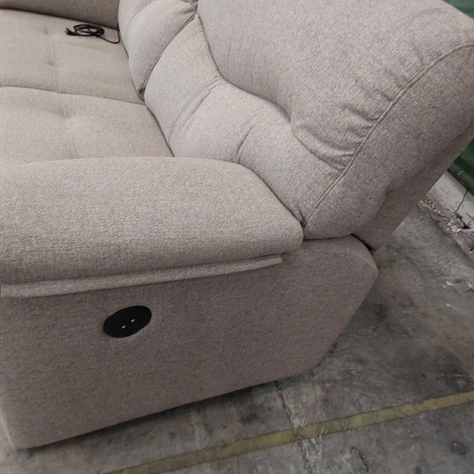 QUALITY BRITISH DESIGNER G PLAN STRATFORD POWER RECLINING TWO SEATER SOFA NIMBUS EARTH FABRIC 