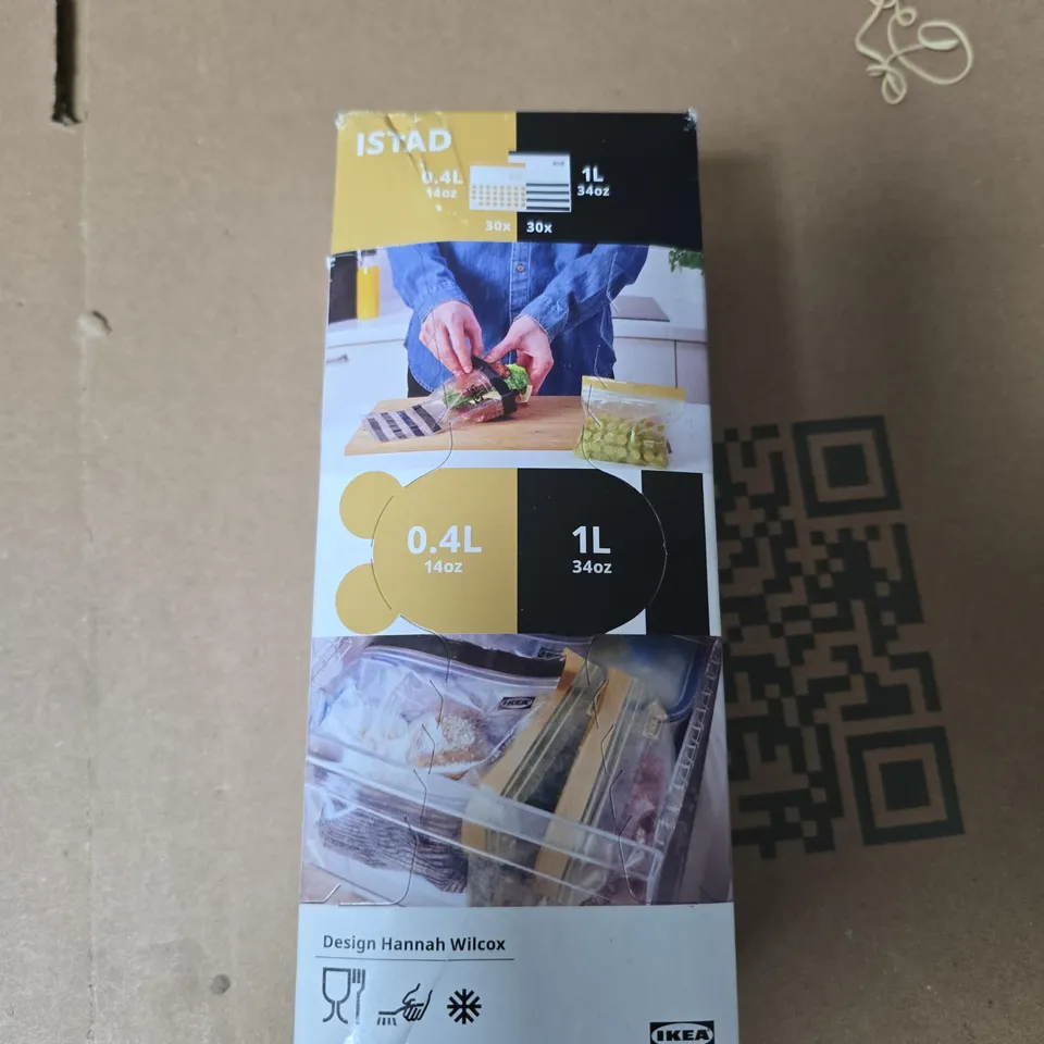 TOTE OF APPROXIMATELY 15 ASSORTED ITEMS TO INCLUDE: IKEA FOOD STORAGE BAGS 