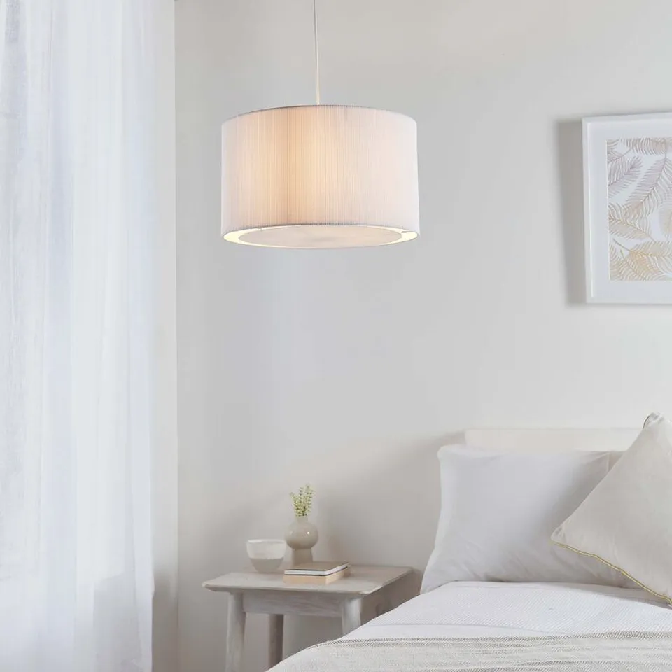FABRIC DRUM PENDANT SHADE WHITÈ