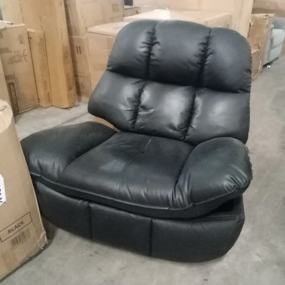 DESIGNER BLACK FAUX LEATHER RECLINER SWIVEL CHAIR 