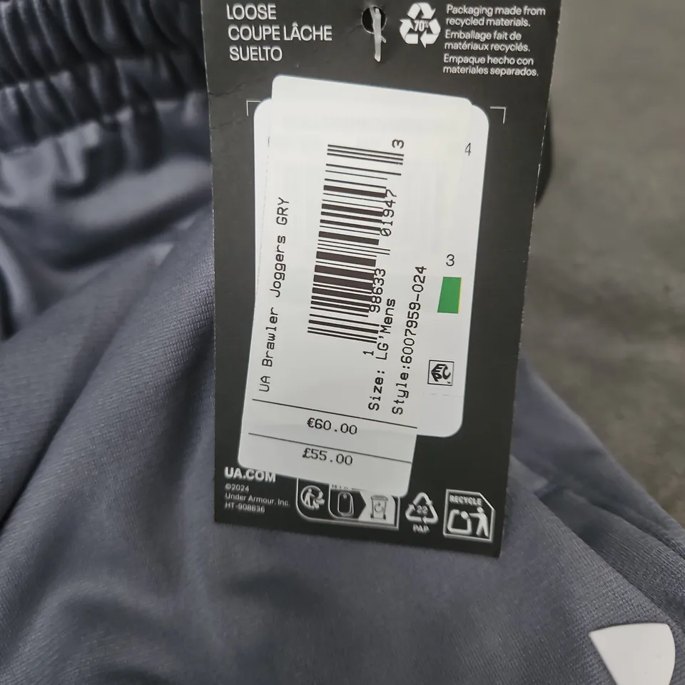 UNDER ARMOUR MEN'S GREY JOGGERS – UK L (LG)