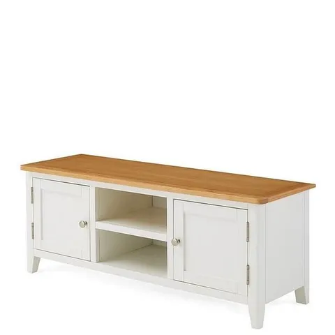 HARBOUR READY ASSEMBLED 2 DOOR TV UNIT - WHITE/OAK - COLLECTION ONLY