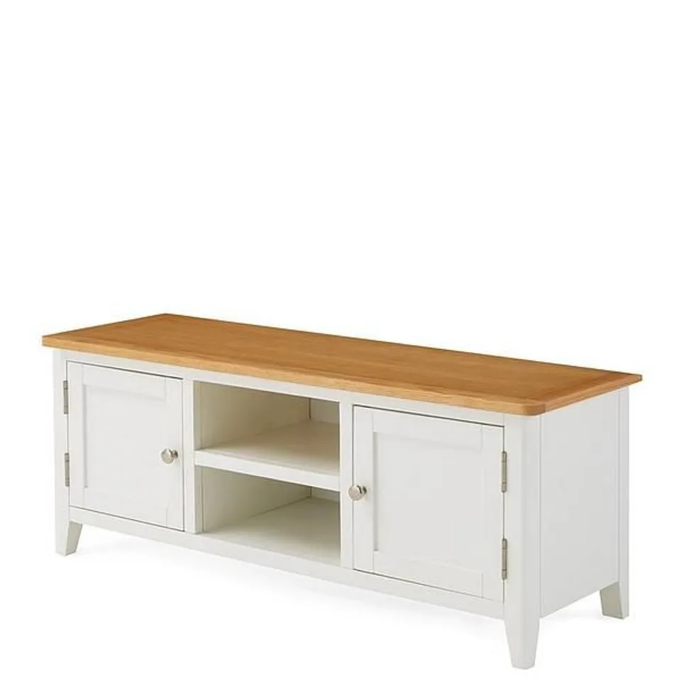 HARBOUR READY ASSEMBLED 2 DOOR TV UNIT - WHITE/OAK - COLLECTION ONLY RRP £169