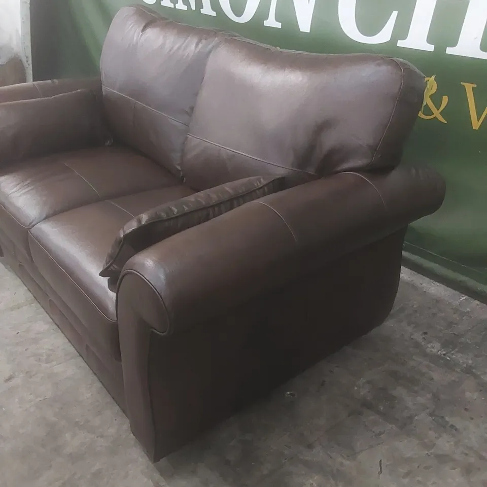 DESIGNER VANTAGE 2 SEATER LEATHER UPHOLSTERED SOFA - CHOCOLATE 