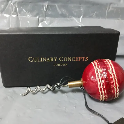 BOXED CULINARY CONCEPTS LONDON LEATHER CROCKET BALL CORK SCREW