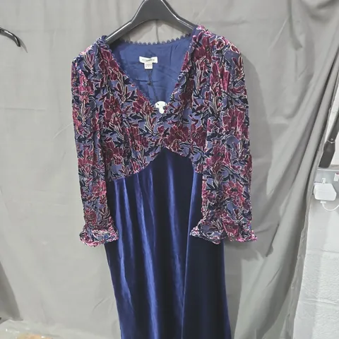 MONSOON WOMEN'S FLORAL VELVET MAXI DRESS - UK 20
