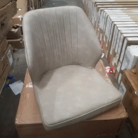 BOXED SET OF 2 LIGHT GREY LEATHER DINING CHAIRS 