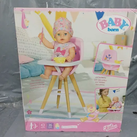 BOXED BABY BORN HIGH CHAIR