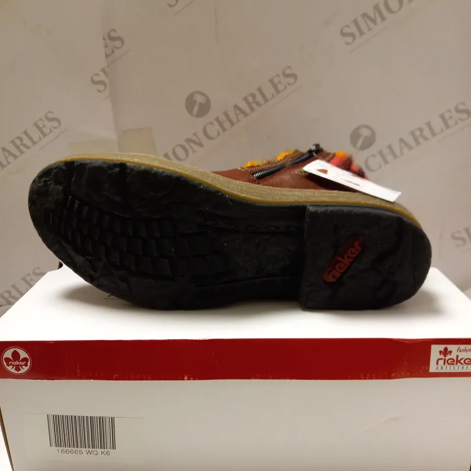 RIEKER WOOL LINED ANKLE BOOTS WINE - SIZE 6