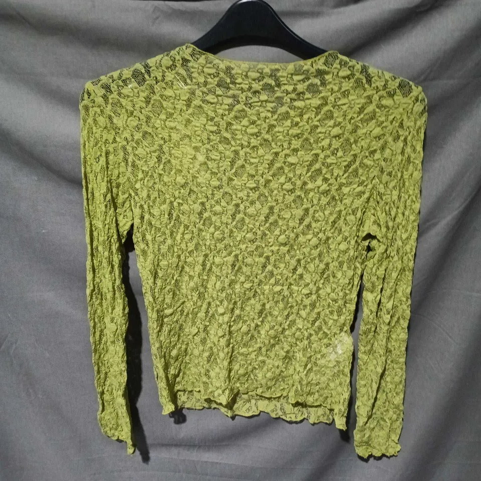 MANGO LIME GREEN LACE TOP – WOMEN'S, SIZE L