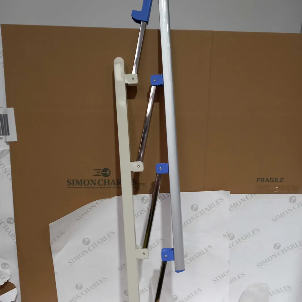 DESIGNER BLUE AND WHITE HOSPITAL BED RAIL 