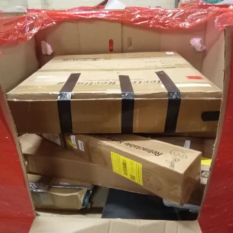 PALLET OF ASSORTED HOUSEHOLD GOODS AND PRODUCTS TO INCLUDE; RETRACTABLE BABY GATE, BOXED FURNITURE ETC