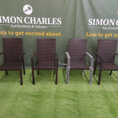 SET OF 4 CHOCOLATE MIX RATTAN CHAIRS