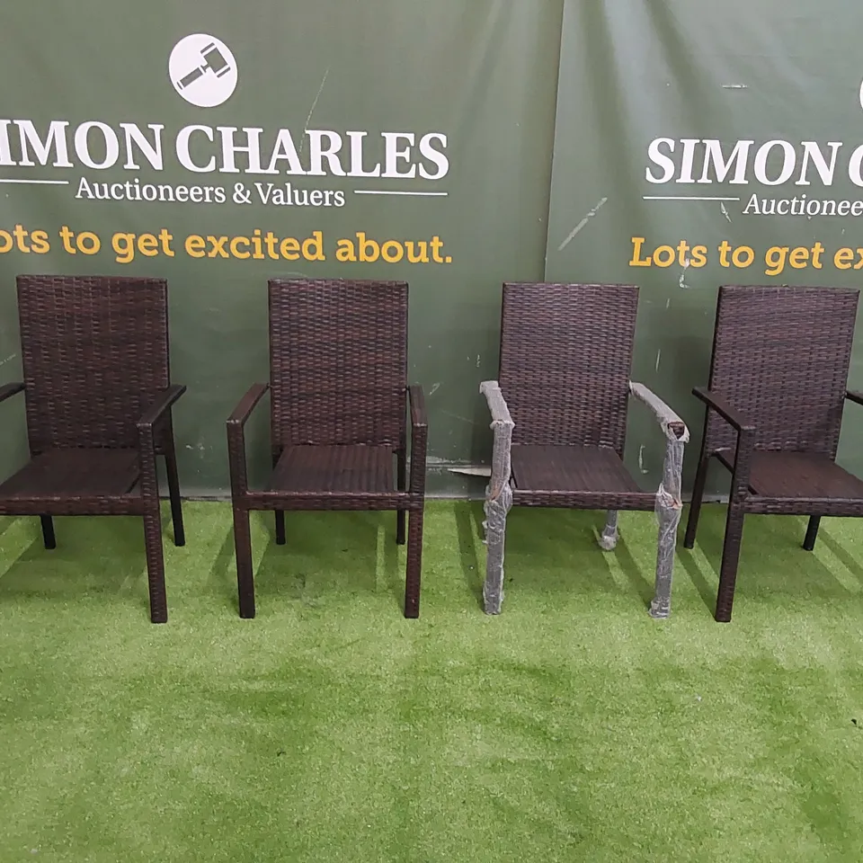 SET OF 4 CHOCOLATE MIX RATTAN CHAIRS 
