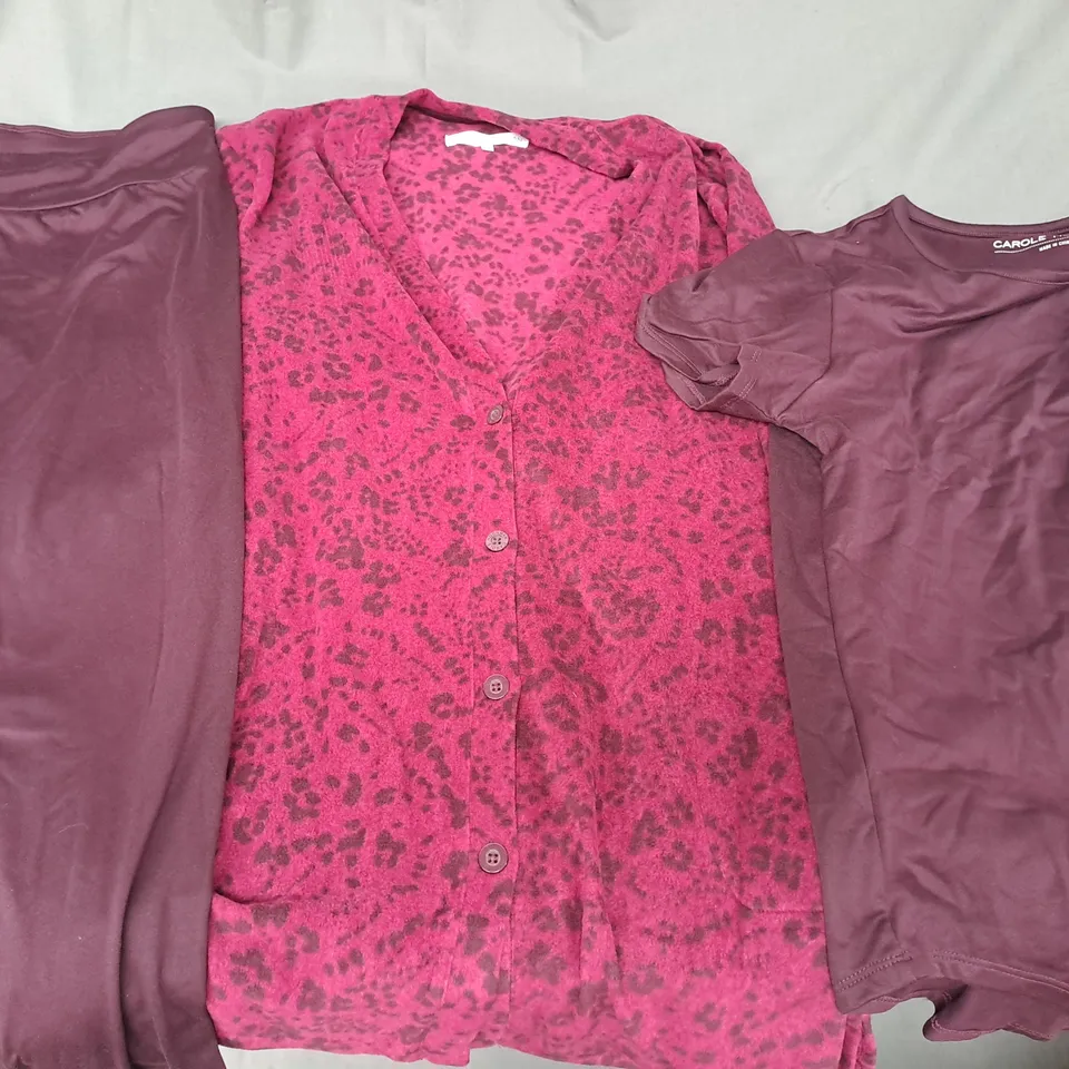 CAROLE HOCHMAN MICROFLEECE 3-PIECE LOUNGE SET BURGUNDY SMALL