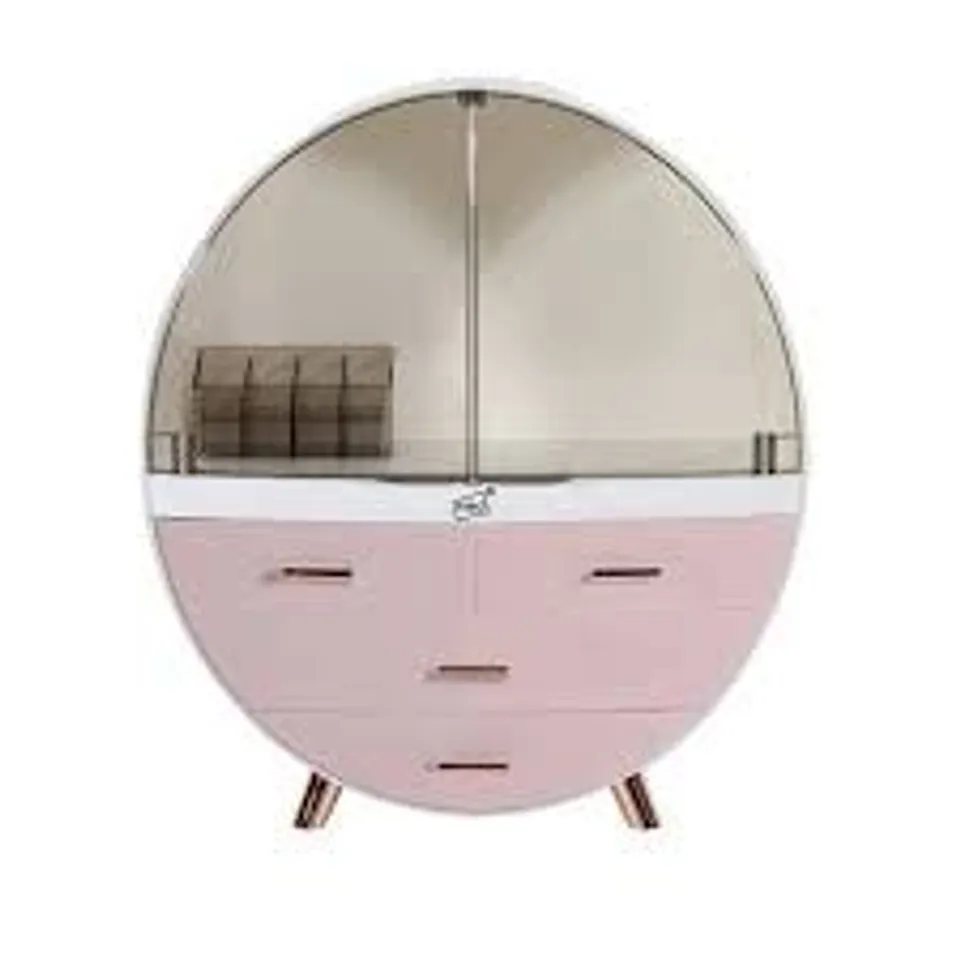 BOXED NEO PINK 3 DRAWER ROUND COSMETIC ORGANISER