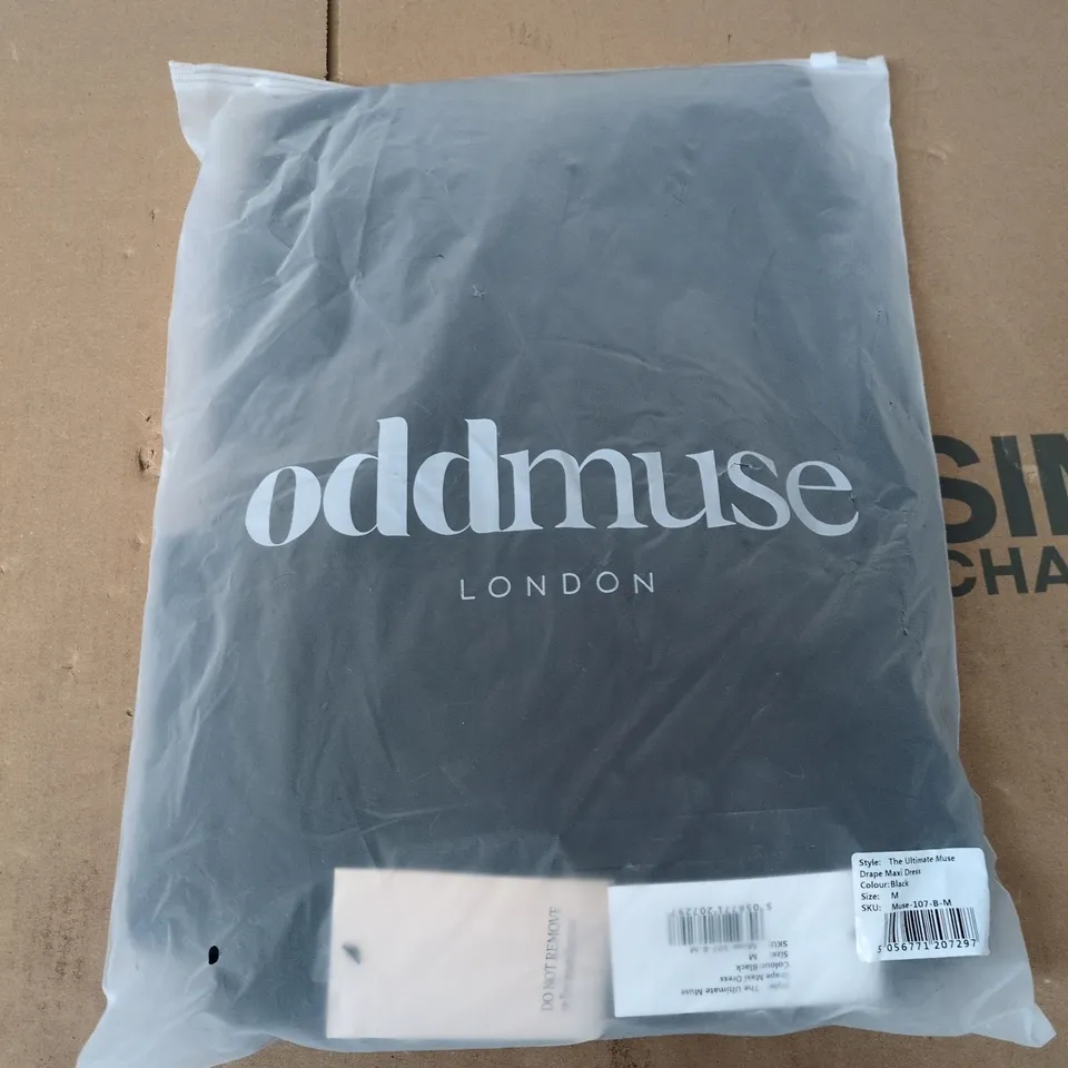 BAGGED ODDMUSE LONDON THE ULTIMATE MUSE DRAPE MAXI DRESS IN BLACK - MEDIUM