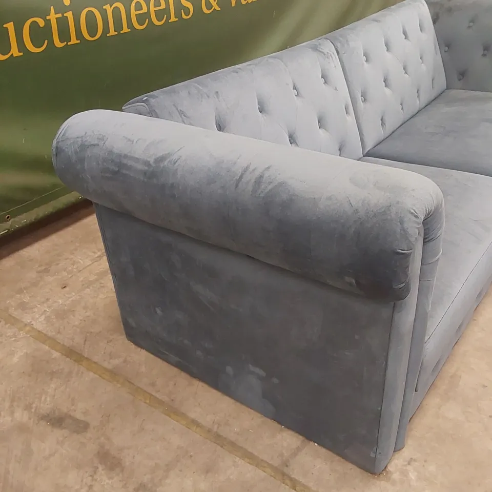 DESIGNER LARGE VELVET SOFA BED - TEAL