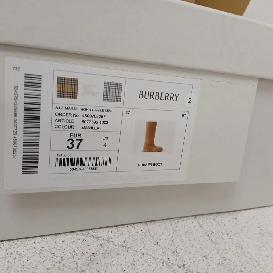 BURBERRY RUBBER KNEE-HIGH BOOTS – UK 4 (EU 37), TAN