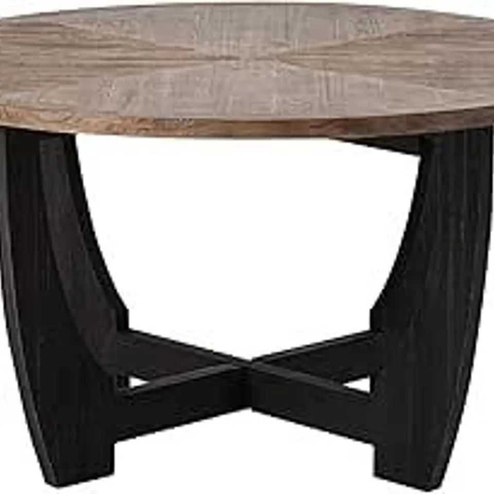 BOXED COZAYH RUSTIC FARMHOUSE COFFEE TABLE WITH CRISSCROSS BASE