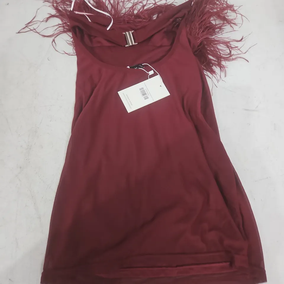 OUTCAST SHONA MINI DRESS IN BURGUNDY - S