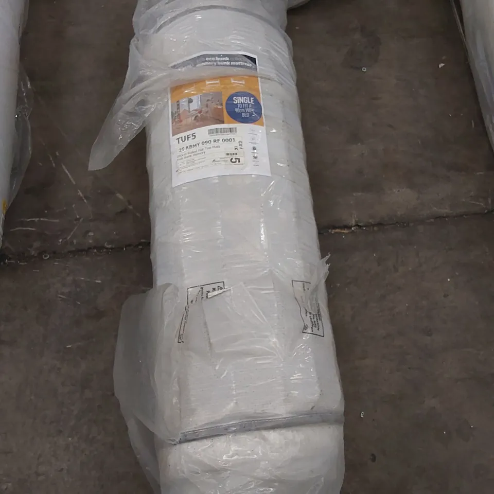 QUALITY BAGGED AND ROLLED SILENTNIGHT KIDS 90cm SINGLE ECO BUNK FLAT TOP MEMORY FOAM MATTRESS