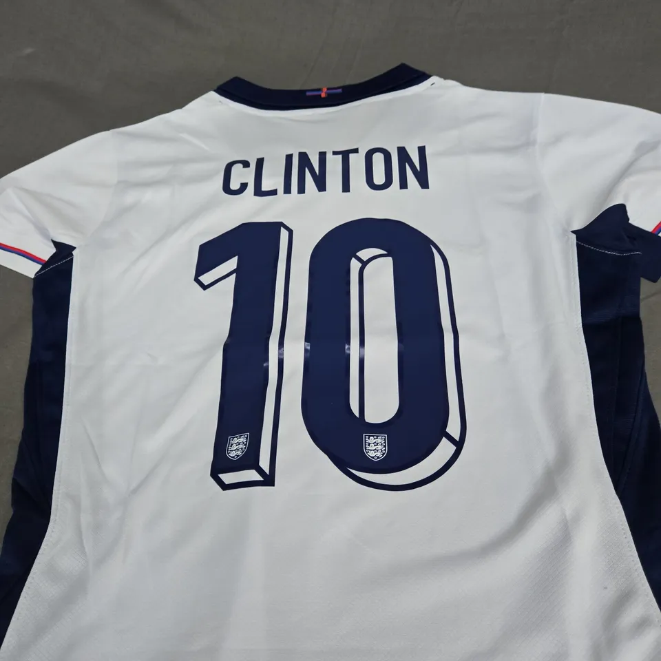 WOMENS ENGLAND FC HOME JERSEY WITH CLINTON 10 SIZE XL