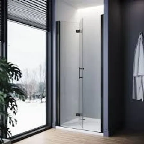 BOXED 860MM BLACK BIFOLD SHOWER DOOR FRAMELESS - BLACK (1 BOX)