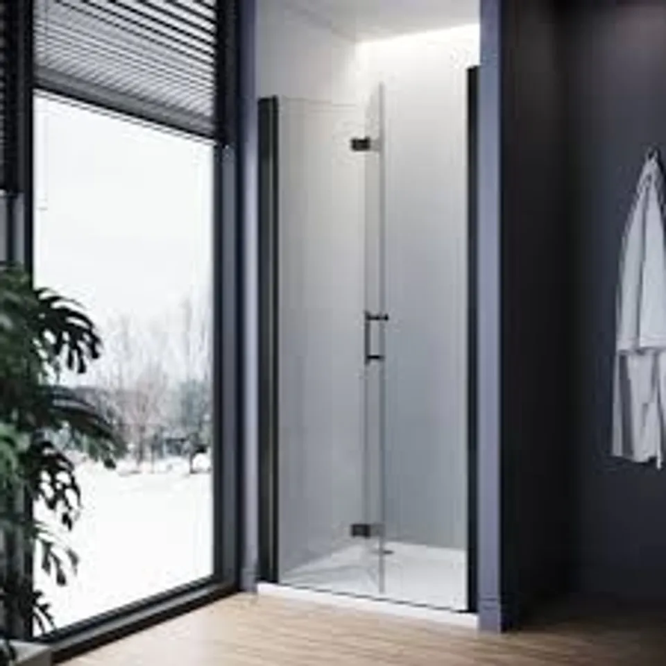 BOXED 860MM BLACK BIFOLD SHOWER DOOR FRAMELESS - BLACK (1 BOX)