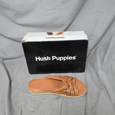 HUSH PUPPIES WOMEN'S SANDALS – TAN LEATHER, ESPADRILLE SOLE - SIZE EURO 42