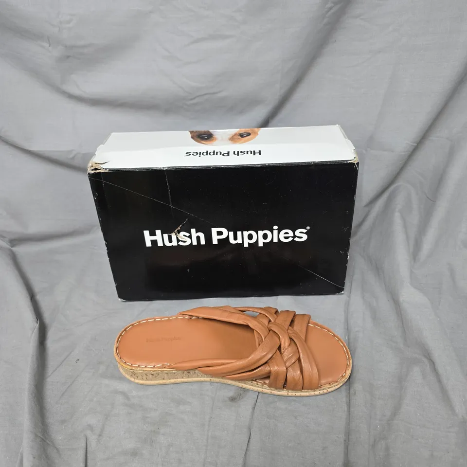 HUSH PUPPIES WOMEN'S SANDALS – TAN LEATHER, ESPADRILLE SOLE - SIZE EURO 42