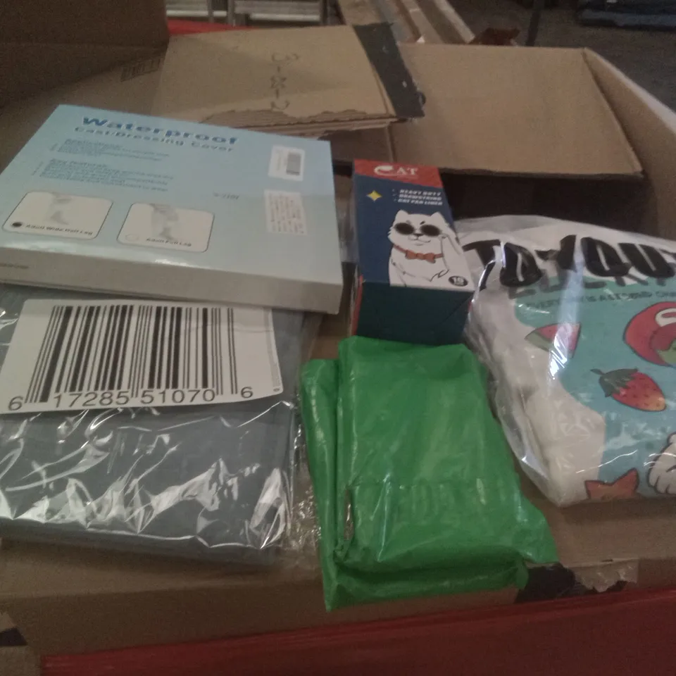 PALLET OF ASSORTED ITEMS INCLUDING PHONE CASES, WATERPROOF CAST PROTECTOR, TOYOUTH WOMEN'S SWEATSHIRT