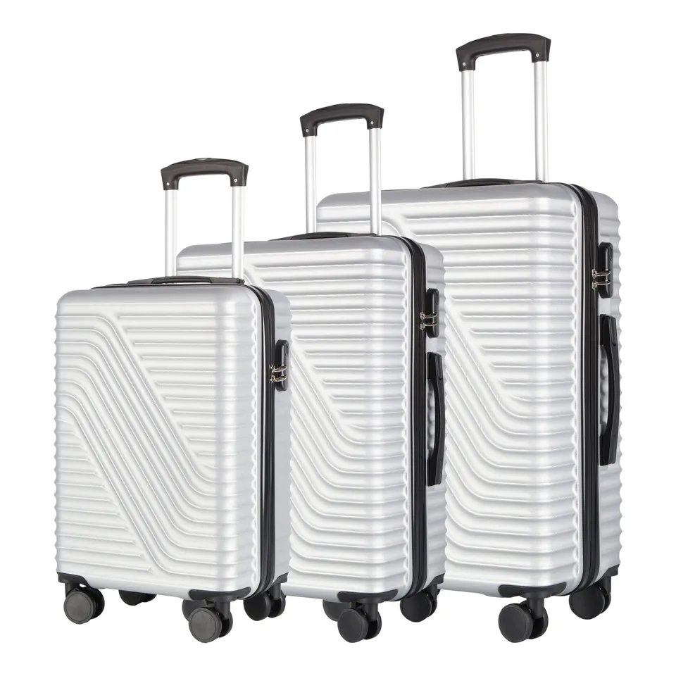 NEO SET OF APPROXIMATELY 3 SILVER HARD SHELL LUGGAGE SUITCASES (1 BOX)