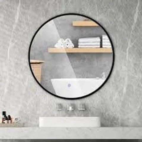 BOXED COSTWAY BLACK LED ROUND BATHROOM MIRROR