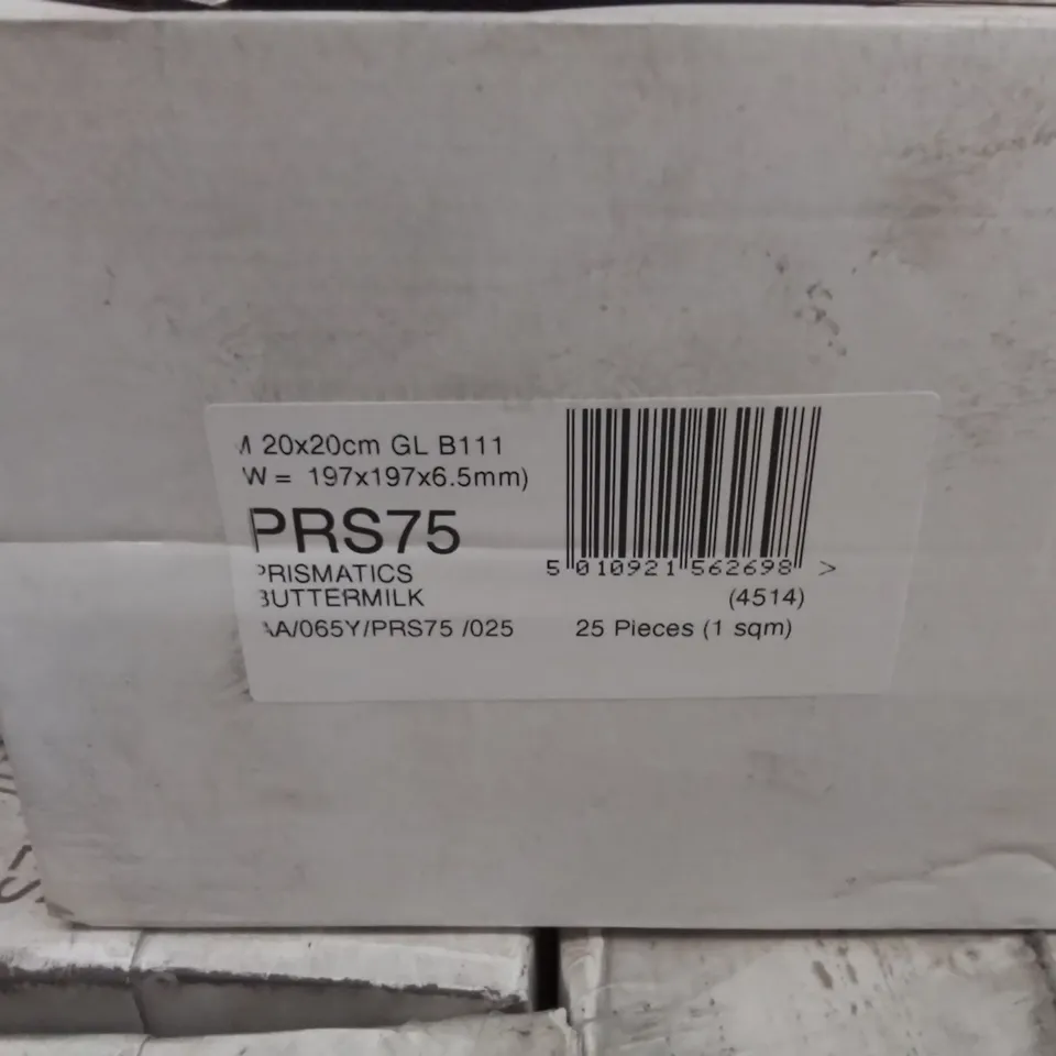 PALLET TO CONTAIN APPROX. 96 X PACKS OF BRAND NEW JOHNSONS GLAZED WALL TILES IN BUTTERMILK - 25 TILES PER PACK // TILE SIZE: 197 X 197 X 6.5mm