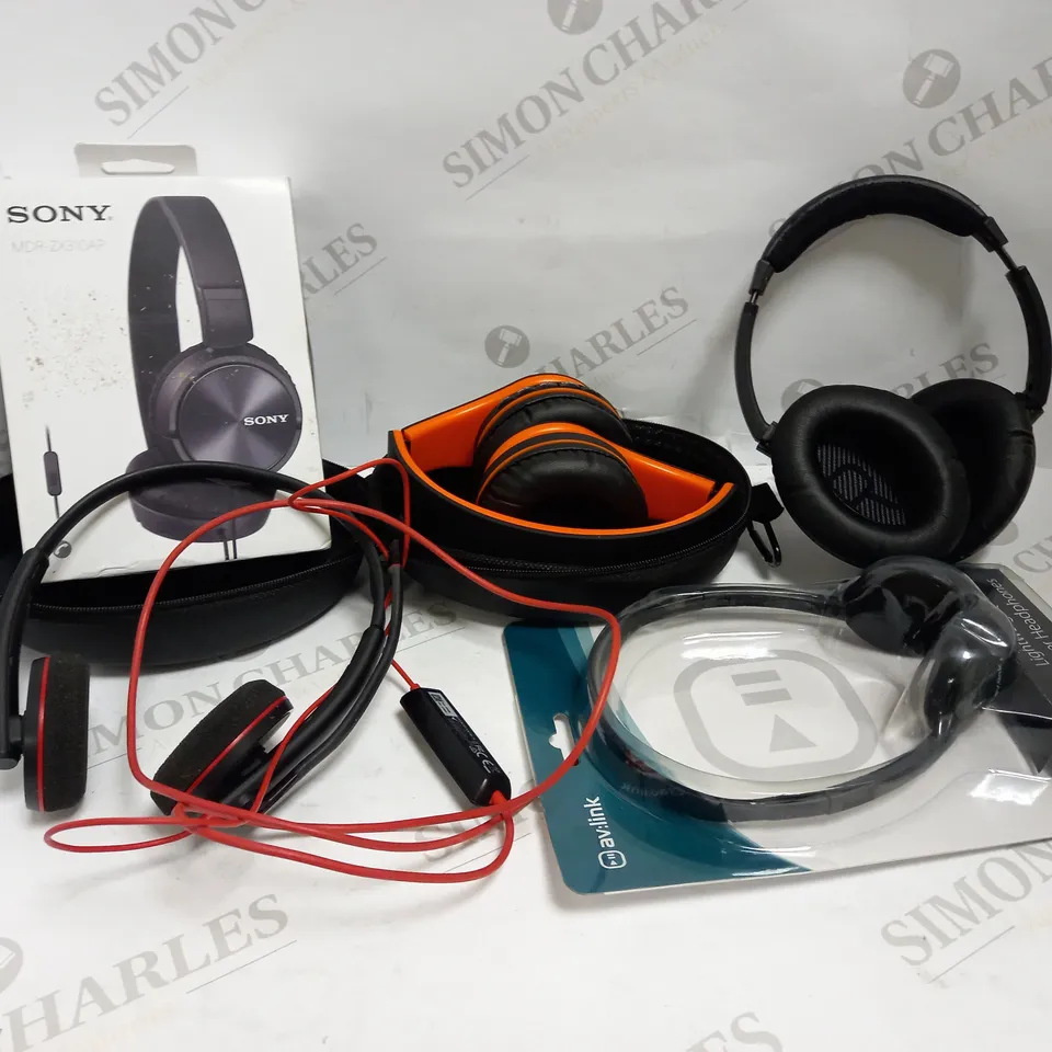 LOT OF 5 PAIRS OF HEADPHONES/HEADSETS