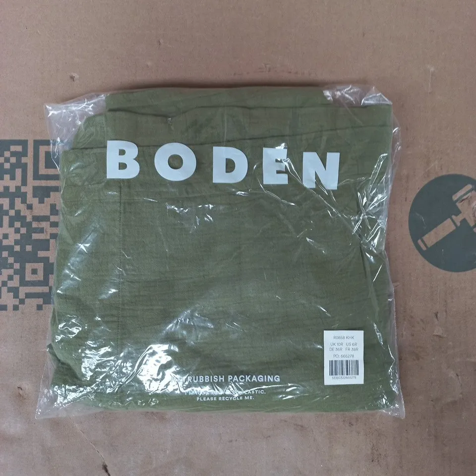 BAGGED BODEN PULL ON DOUBLE CLOTH TROUSERS - GREEN SIZE UK 10R