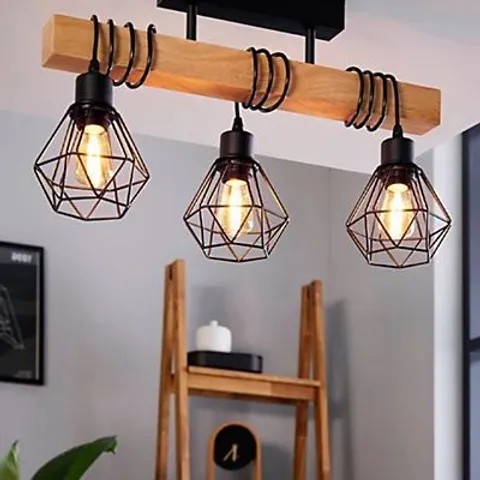 BOXED EGLO TOWNSHEND 3-LIGHT INDUSTRIAL SEMI FLUSH CEILING LIGHT