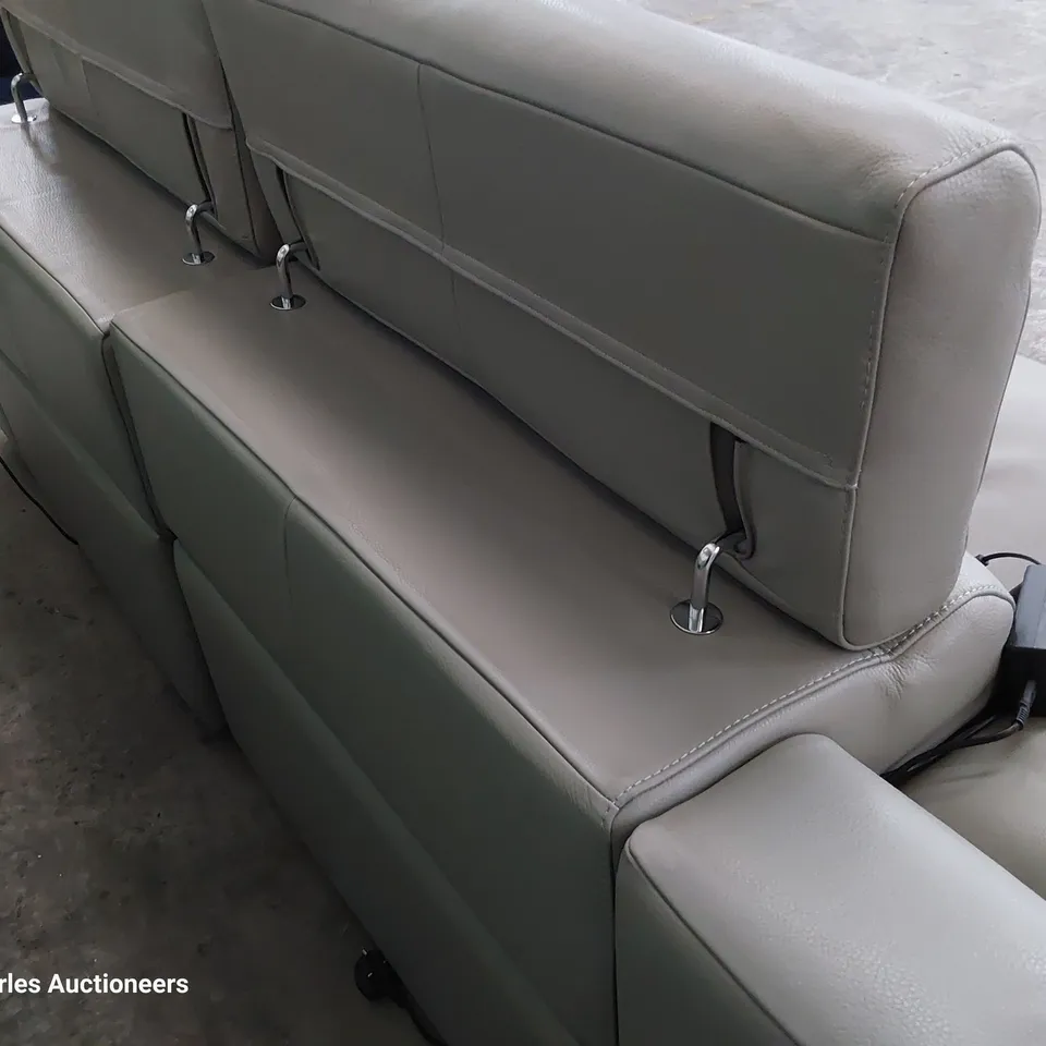 QUALITY ITALIAN DESIGNER RICCARDO POWER RECLINING THREE SEATER SOFA GREY LEATHER 