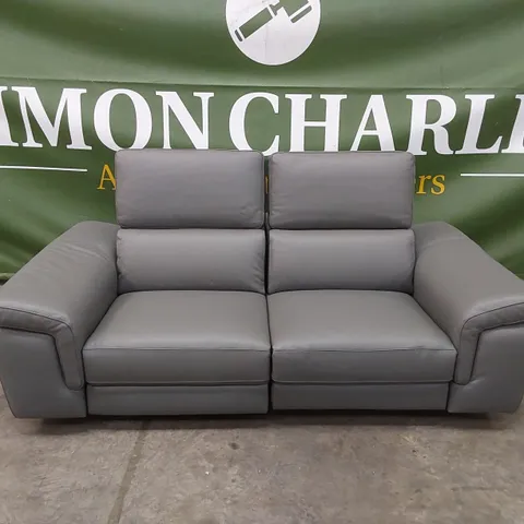 QUALITY DESIGNER ITALIAN MADE FLAVIO 2-SEATER ELECTRIC 2-MECHANISM SOFA IN GREY ANTHRACITE LEATHER
