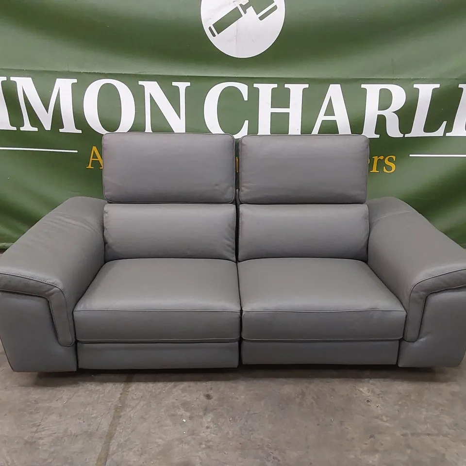 QUALITY DESIGNER ITALIAN MADE FLAVIO 2-SEATER ELECTRIC 2-MECHANISM SOFA IN GREY ANTHRACITE LEATHER