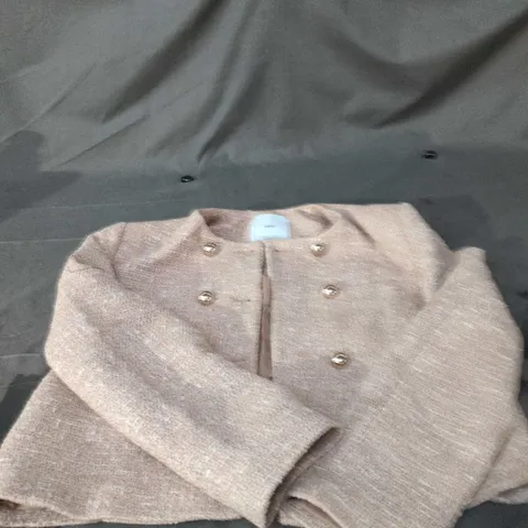 MNG BY MANGO WOMEN'S KNIT CARDIGAN – BEIGE BOUCLÉ WITH GOLD BUTTONS, SIZE S (EUR-USA) (VERIFY SIZE)