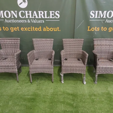 SET OF 4 GREY RATTAN PATIO CHAIRS
