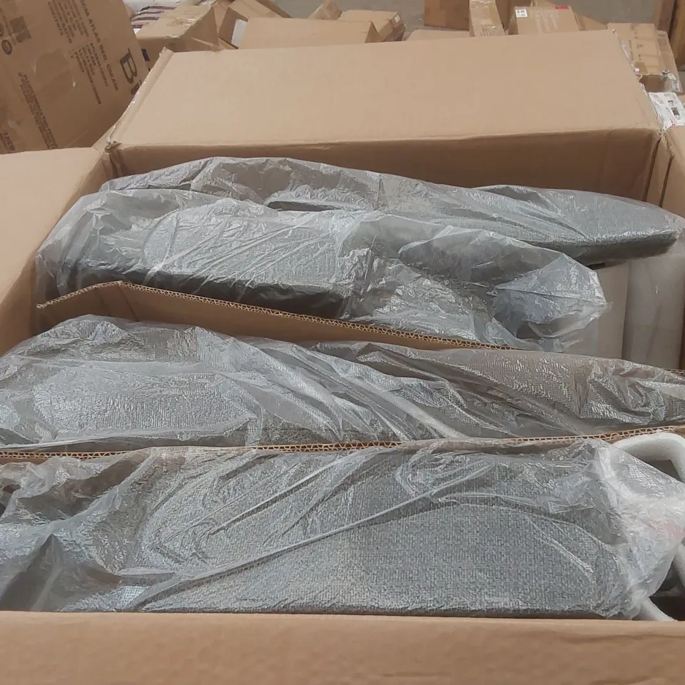 BOXED PAIR OF COLAMY FABRIC UPHOLSTERED DINING CHAIRS - GREY