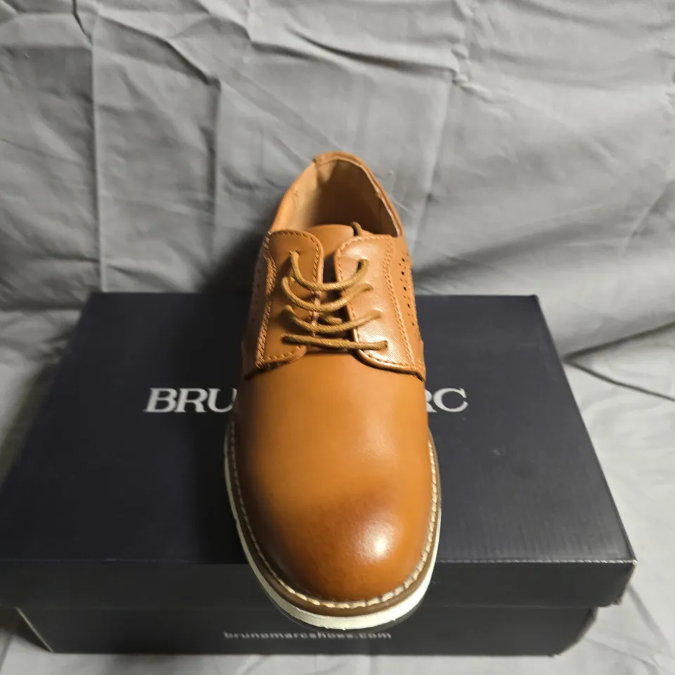BOXED PAIR OF BRUNO MARC BROWN LEATHER SHOES - UK SIZE 2