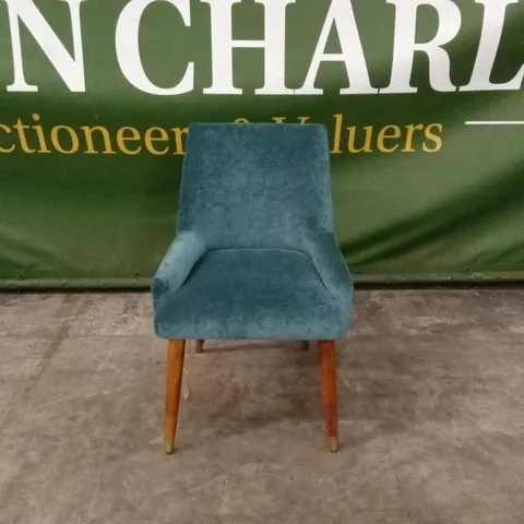 QUALITY DESIGNER TEAL VELVET DINING/ACCENT CHAIR