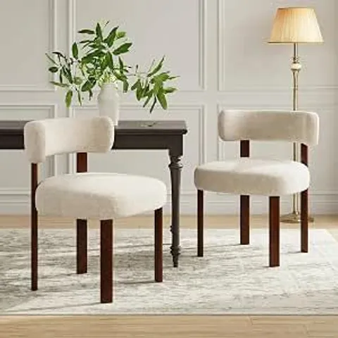 BOXED SET OF 2 OATMEAL UPHOLSTERED DINING CHAIRS