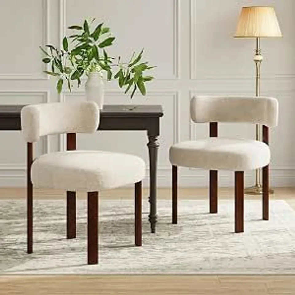 BOXED SET OF 2 OATMEAL UPHOLSTERED DINING CHAIRS
