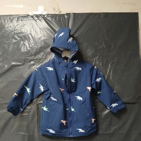 HOLLY & BEAU DINOSAUR COLOUR CHANGING RAINCOAT IN NAVY - AGE 3-4